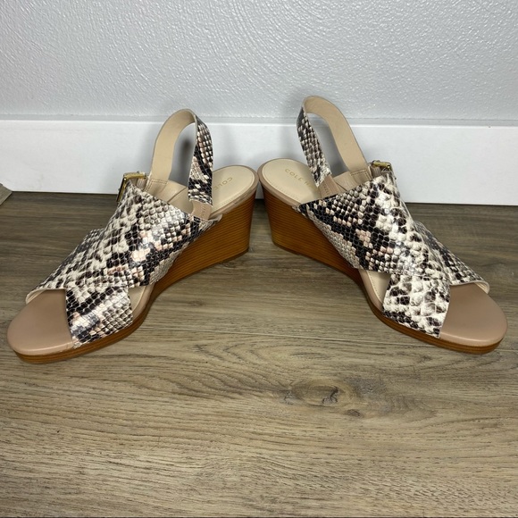 Cole Haan NEW Philomina Wedge Leather Sandals 8.5 - Picture 6 of 8